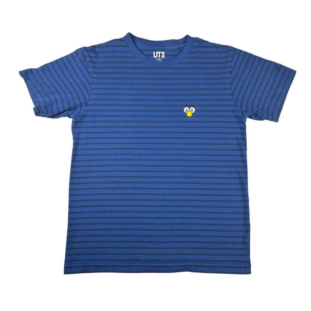 Uniqlo UT x KAWS Striped T-Shirt Blue Navy XS Cotton Tee
